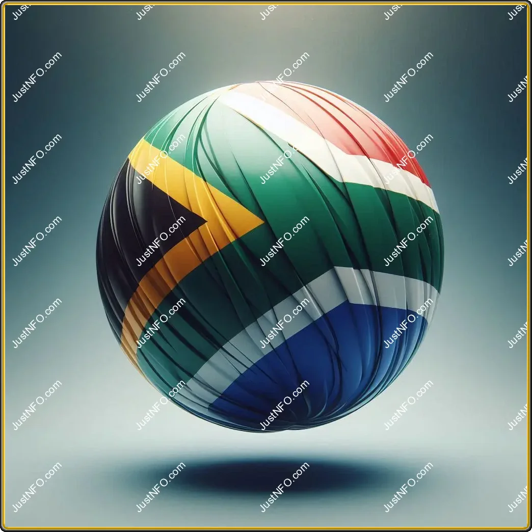 3D spherical flag of South Africa displayed on the Arabic platform