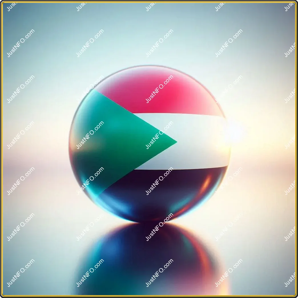 3D spherical flag of Sudan displayed on the Arabic platform