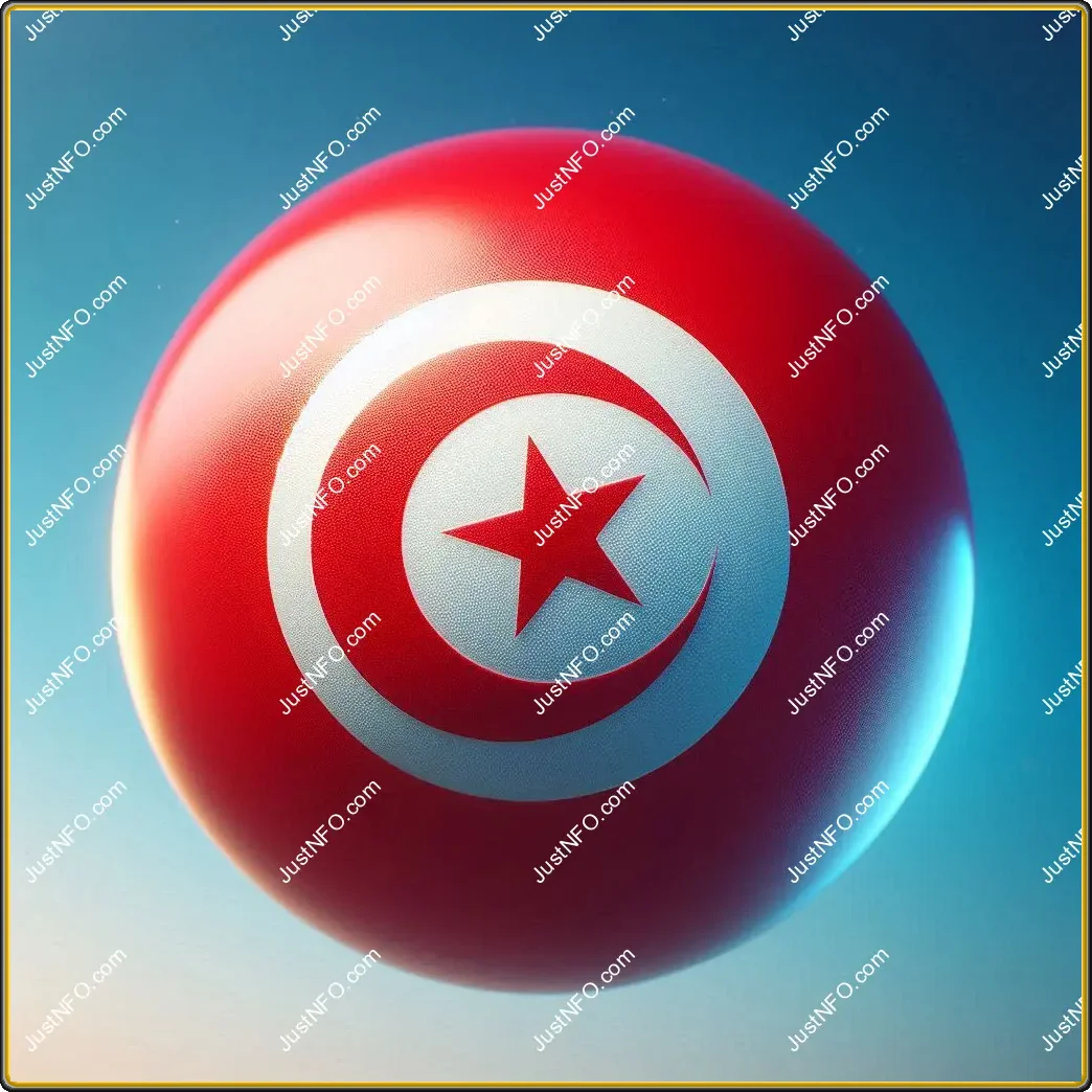 3D spherical flag of Tunisia displayed on the Arabic platform