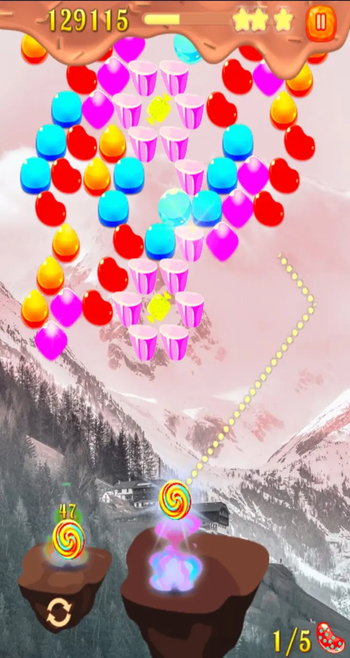 User interface showing gameplay progress in Candy Bubble Shooter