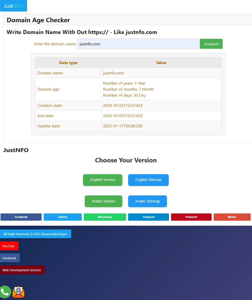 Alternative UI design for a domain age checker tool