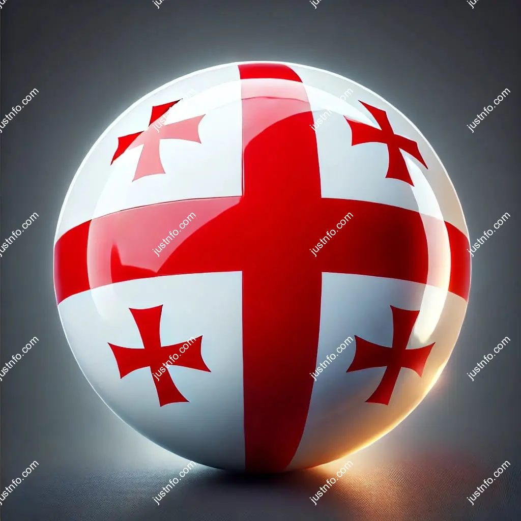3D spherical flag of Georgia displayed on the English platform