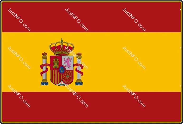 National flag of Spain displayed on the English platform