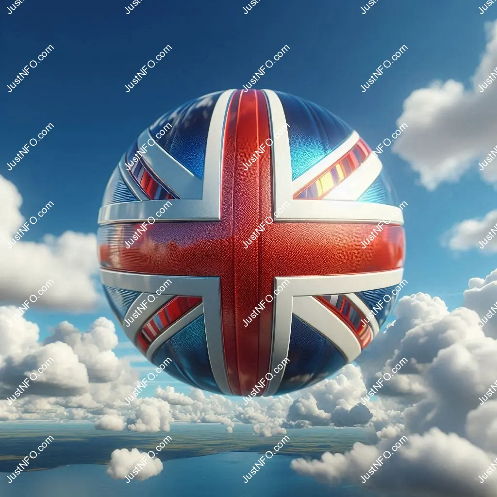 3D spherical flag of the United Kingdom displayed on the English platform