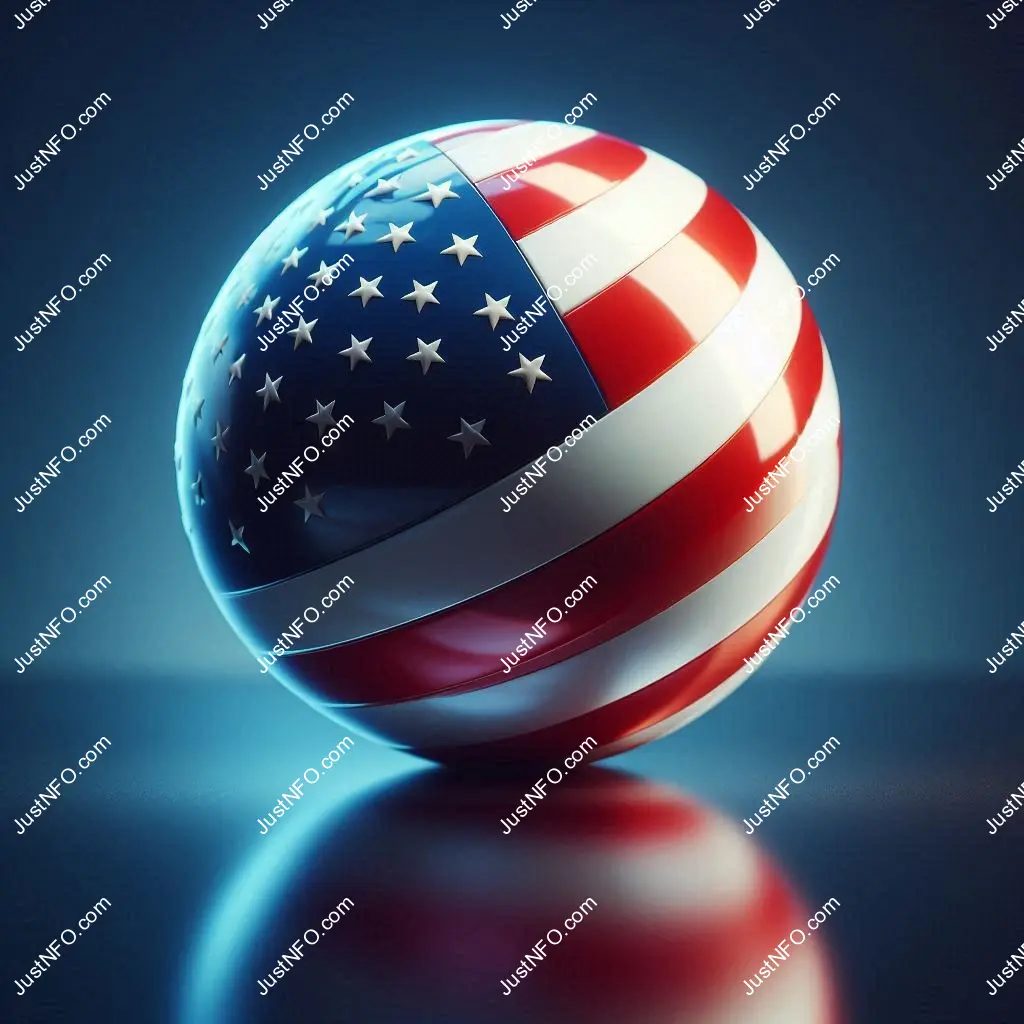 3D spherical flag of the United States displayed on the English platform