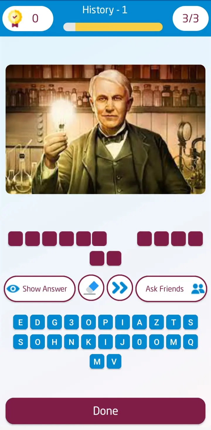 Question screen inside the General Trivia Quiz Game