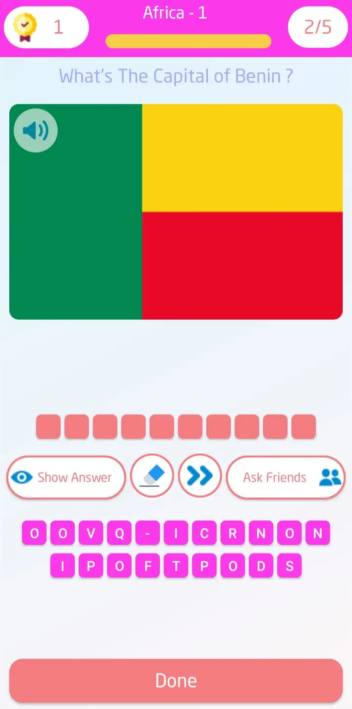Geography question about world capitals inside the quiz game