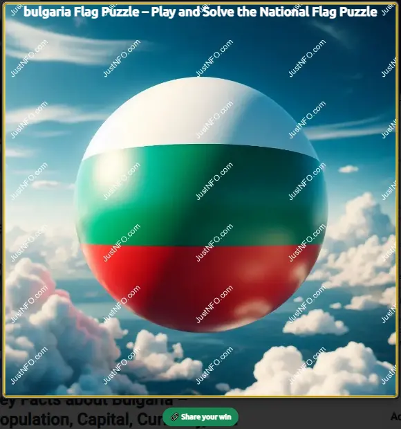 The fully assembled Bulgarian flag displayed after successfully solving the puzzle.